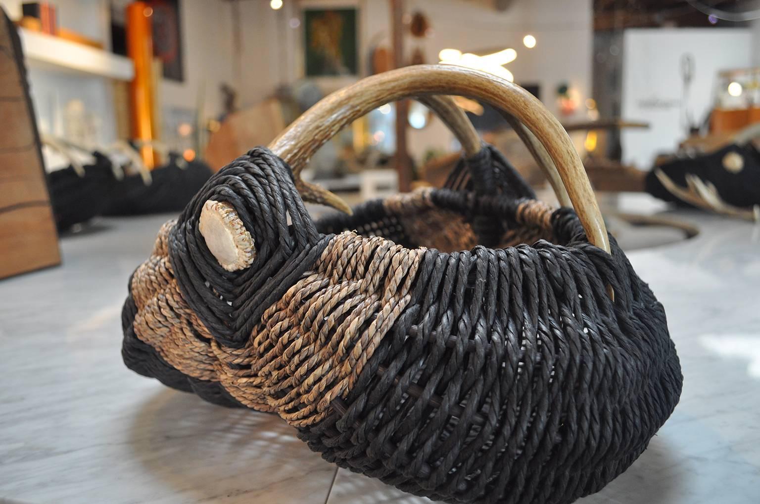 Contemporary Custom Deer Antler Basket