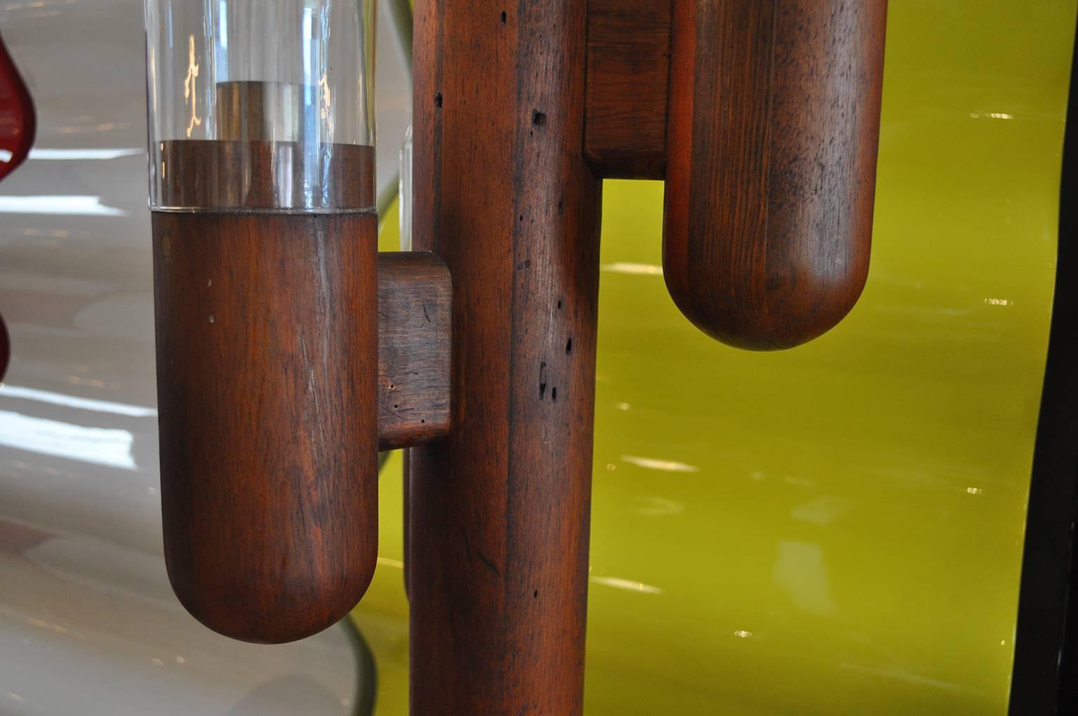 Mid-Century Modern Wood Table Cactus Lamp