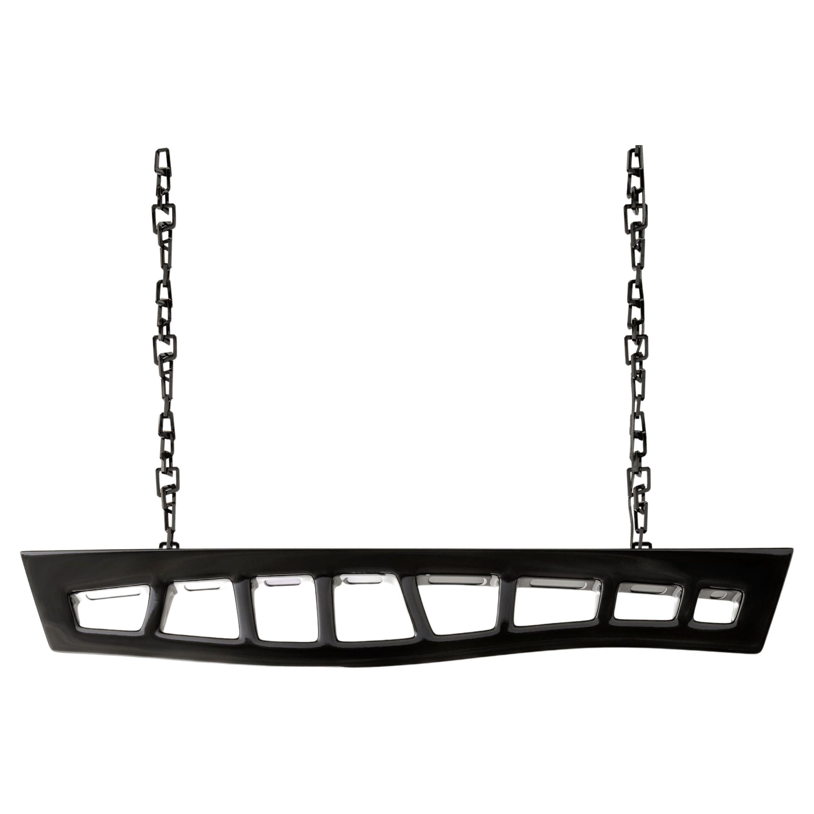 Barracuda Chandelier in Piano Black Finish by Palena Furniture  For Sale