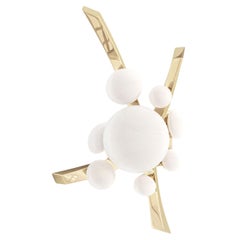 Intima Wall Lamp in Polished Bronze and Murano Milky Globes by Palena Furniture