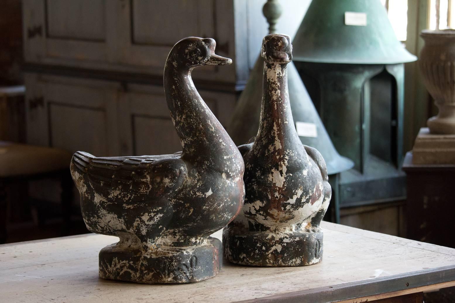 British Pair of Vintage Cast Iron English Ducks