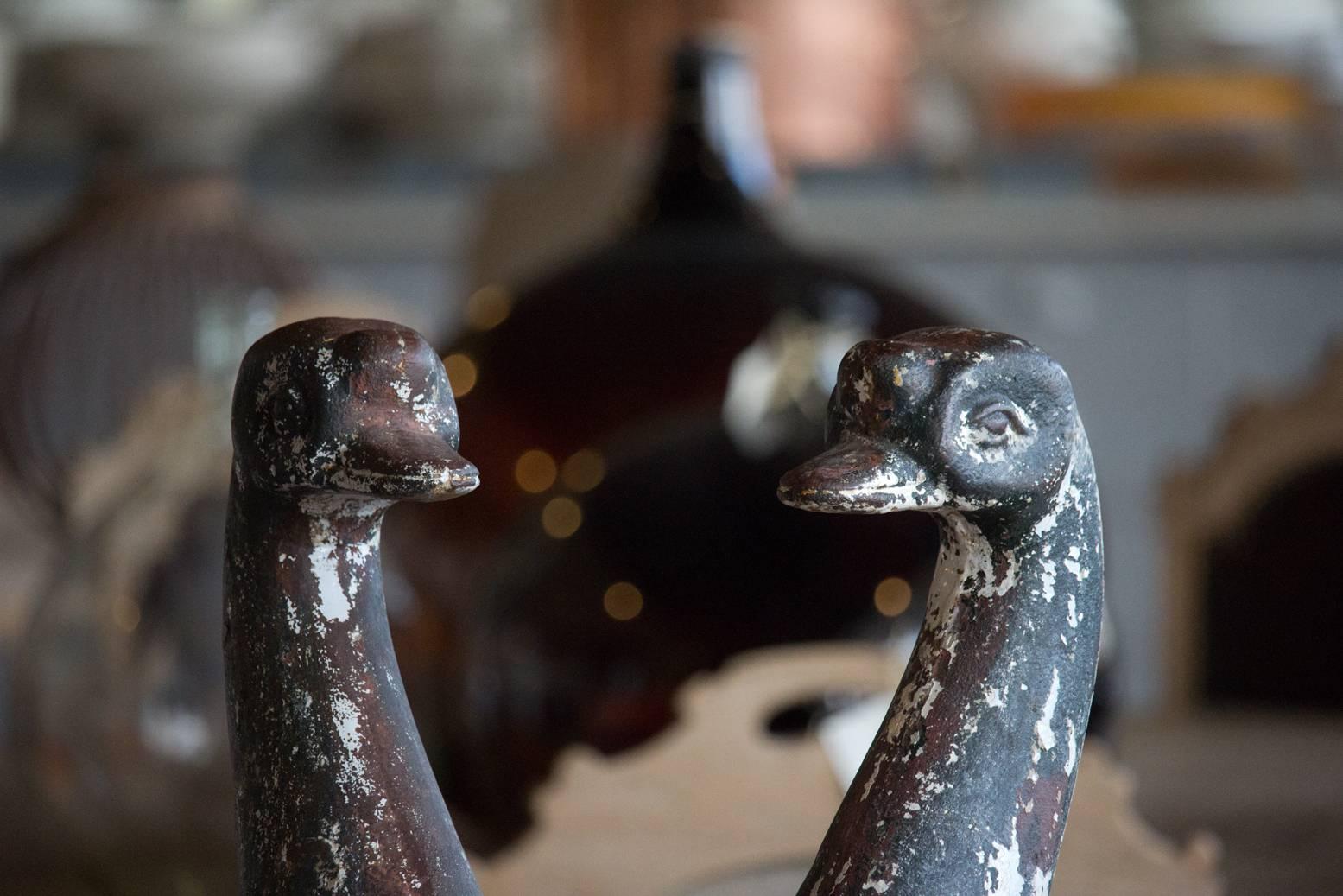 Pair of Vintage Cast Iron English Ducks In Good Condition In Calgary, Alberta