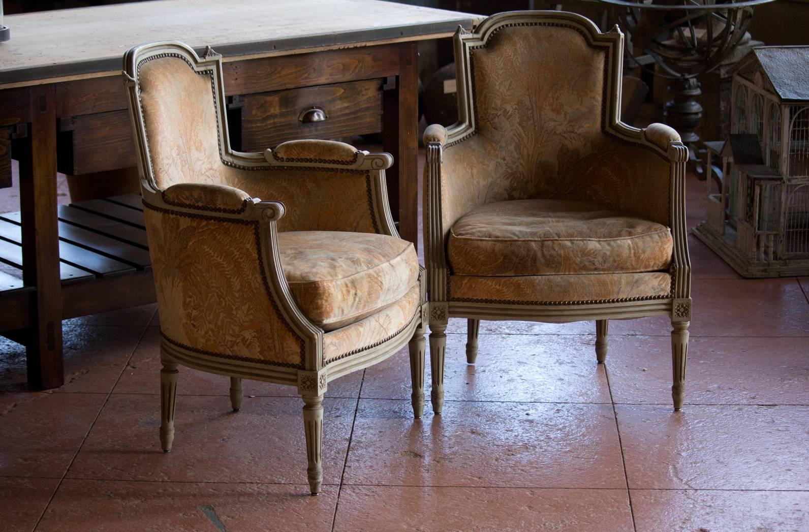 Pair of French Louis XVI Style Bergère Chairs 3