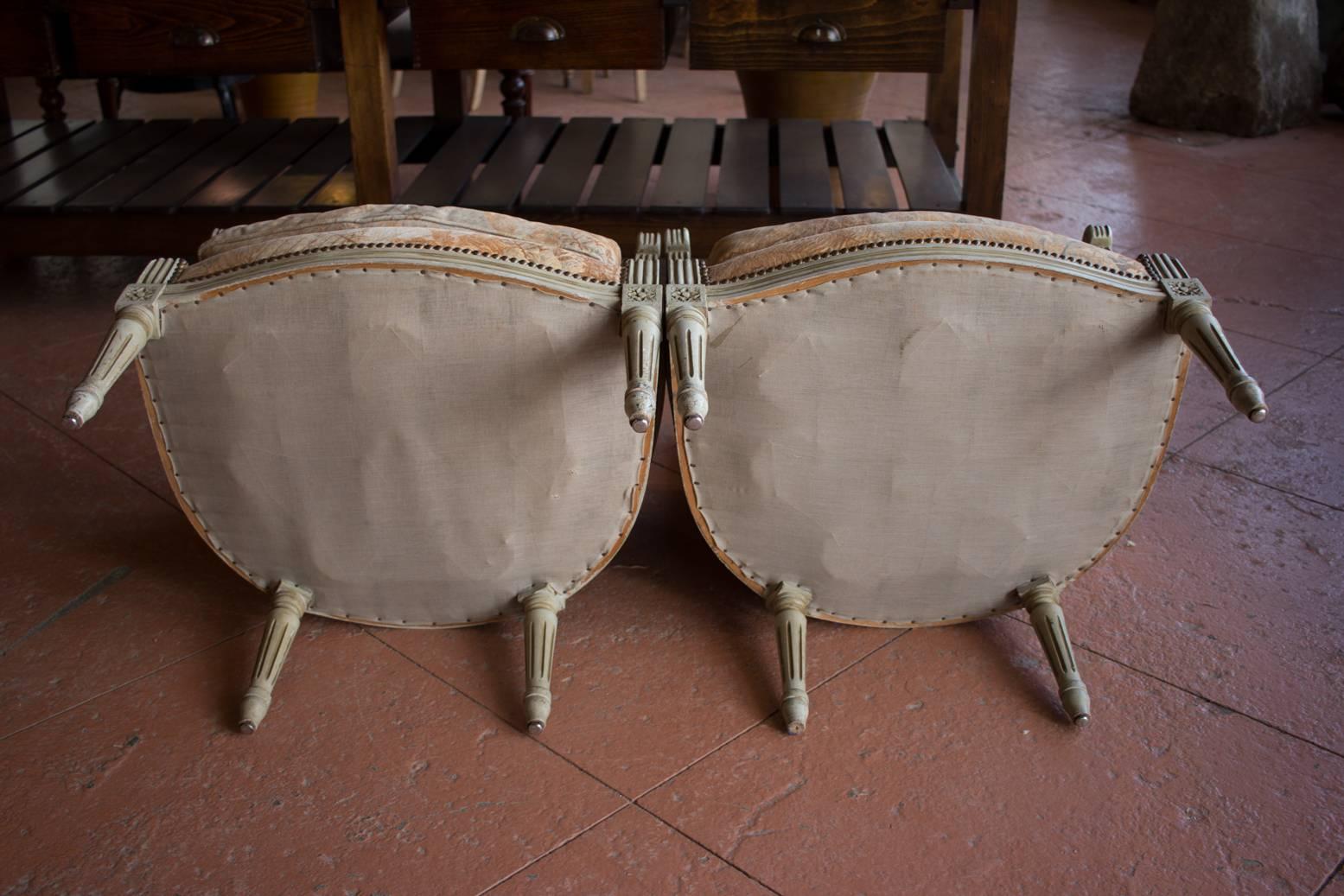 Pair of French Louis XVI Style Bergère Chairs 4