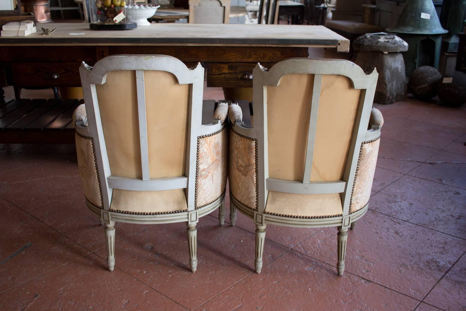Pair of French Louis XVI Style Bergère Chairs 5