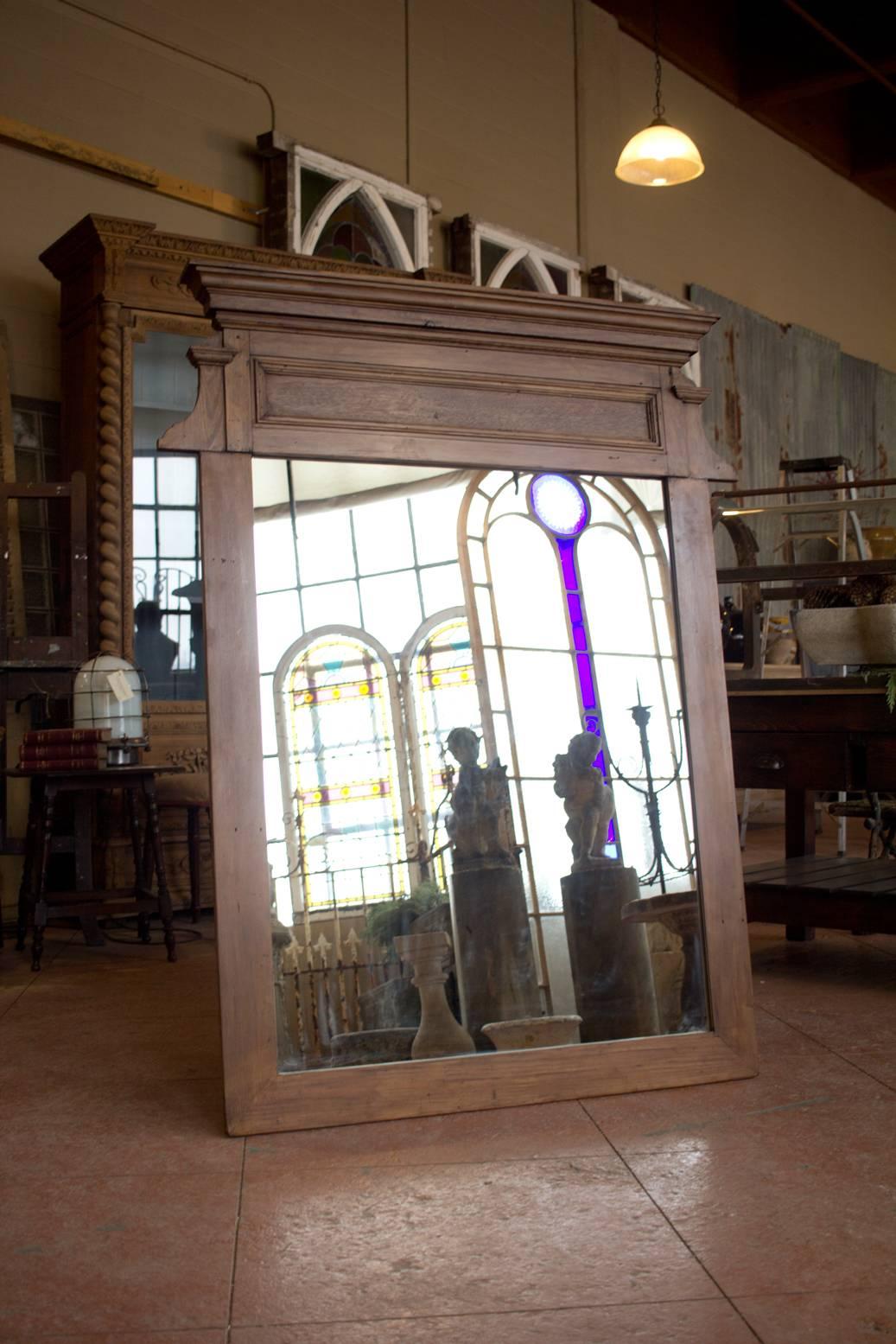 Large bespoke mirror made using 18th Century architrave and antique reclaimed materials - with new mirror. 

Can be made to any height. As picture, we have a few tops to make more!