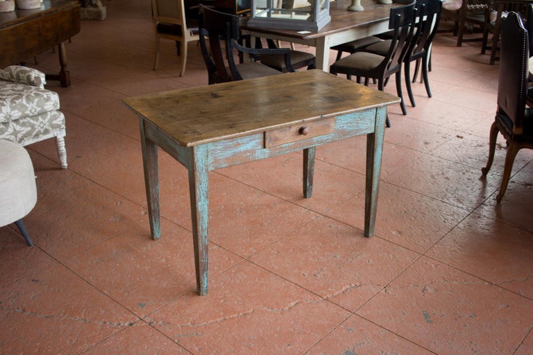 Antique French Rent Collector's Desk For Sale At 1stdibs Antique French pine rent collector's desk on tapered legs with some paint still visible. The - Antique French Rent Collector's Desk For Sale At 1stdibs