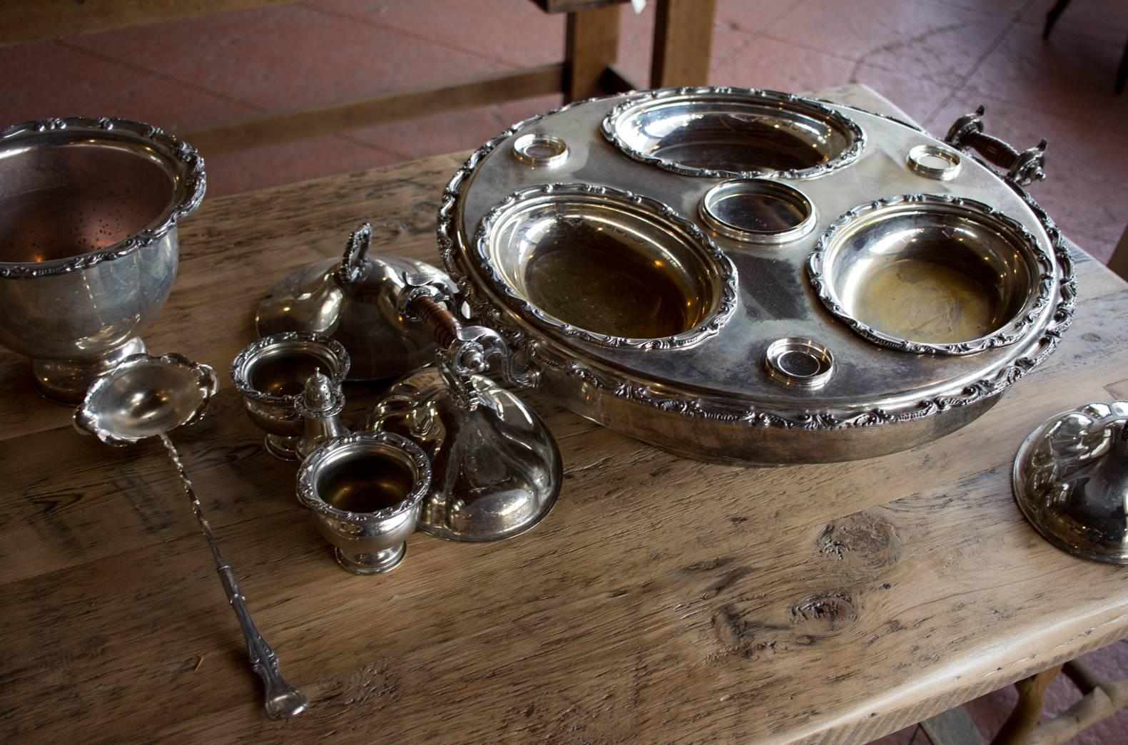 19th Century Complete Antique English Silver Plated Revolving Supper Set