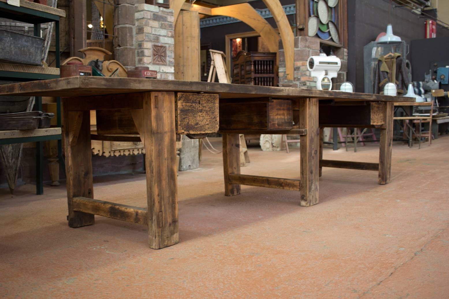 19th Century Substantial Antique French Industrial Work Table