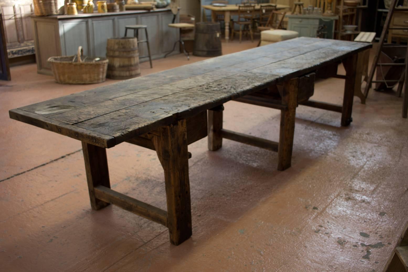 Substantial Antique French Industrial Work Table 4