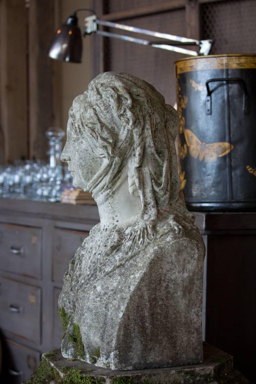 19th Century Bust of Frederica, Queen of Hanover on Plinth In Good Condition In Calgary, Alberta
