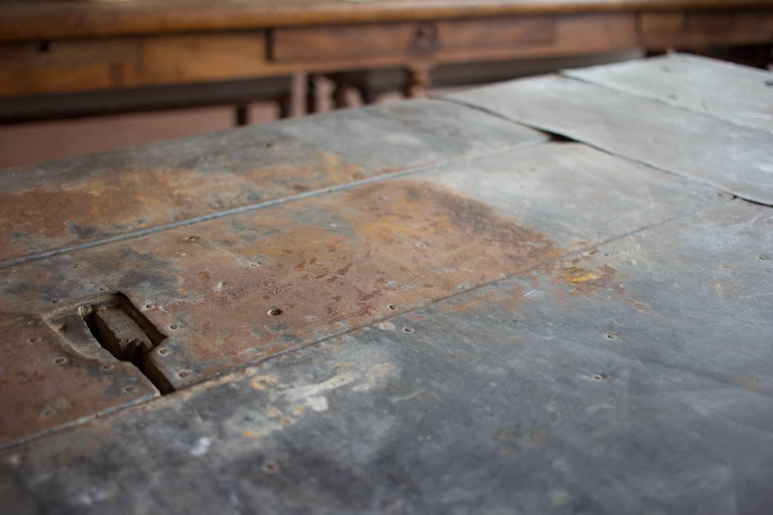 20th Century Vintage French Zinc Top Work Table