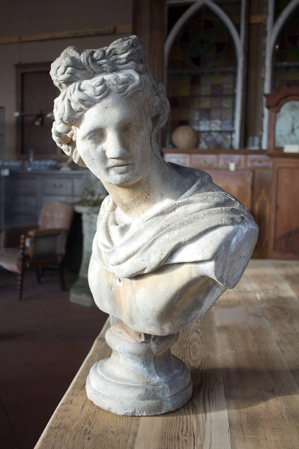 Classical Roman Vintage English Roman Bust Of Apollo