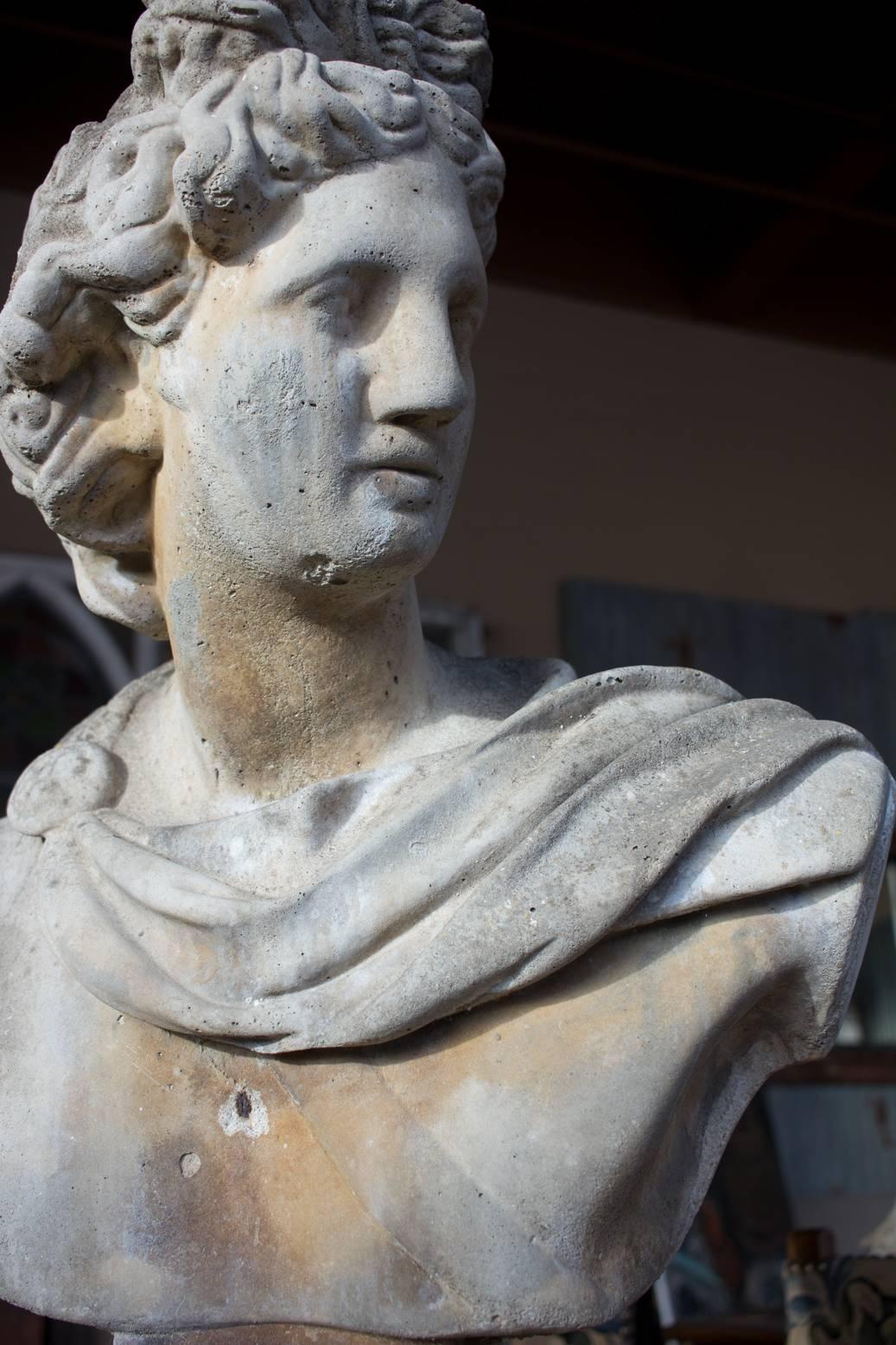 20th Century Vintage English Roman Bust Of Apollo