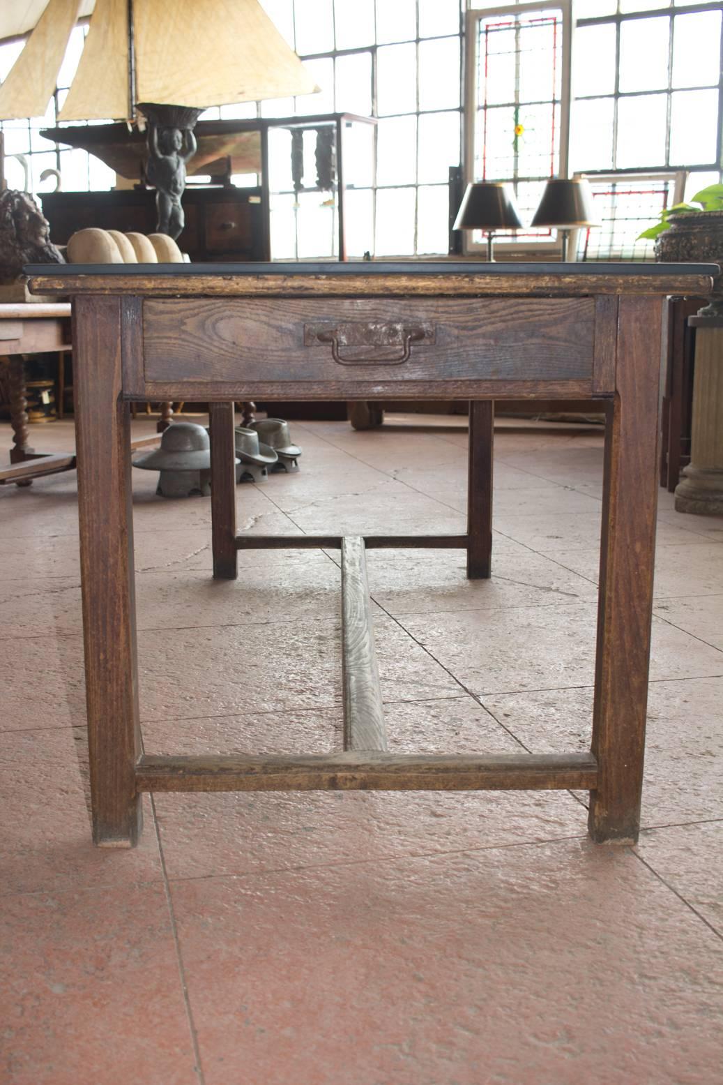 Antique French Charcuterie Slate Topped Table 3