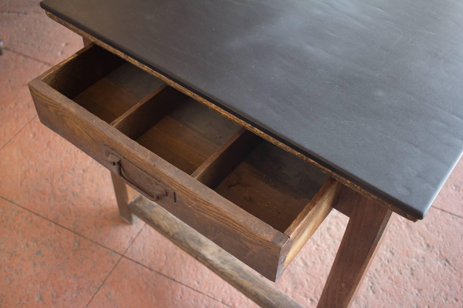 Antique French Charcuterie Slate Topped Table 4