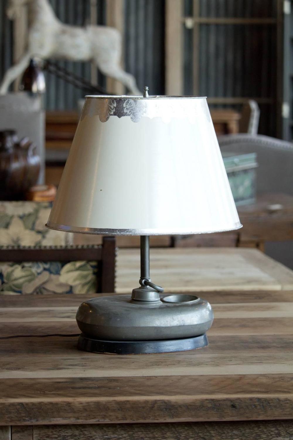 Antique Pewter Belgian Table Lamp For Sale at 1stdibs