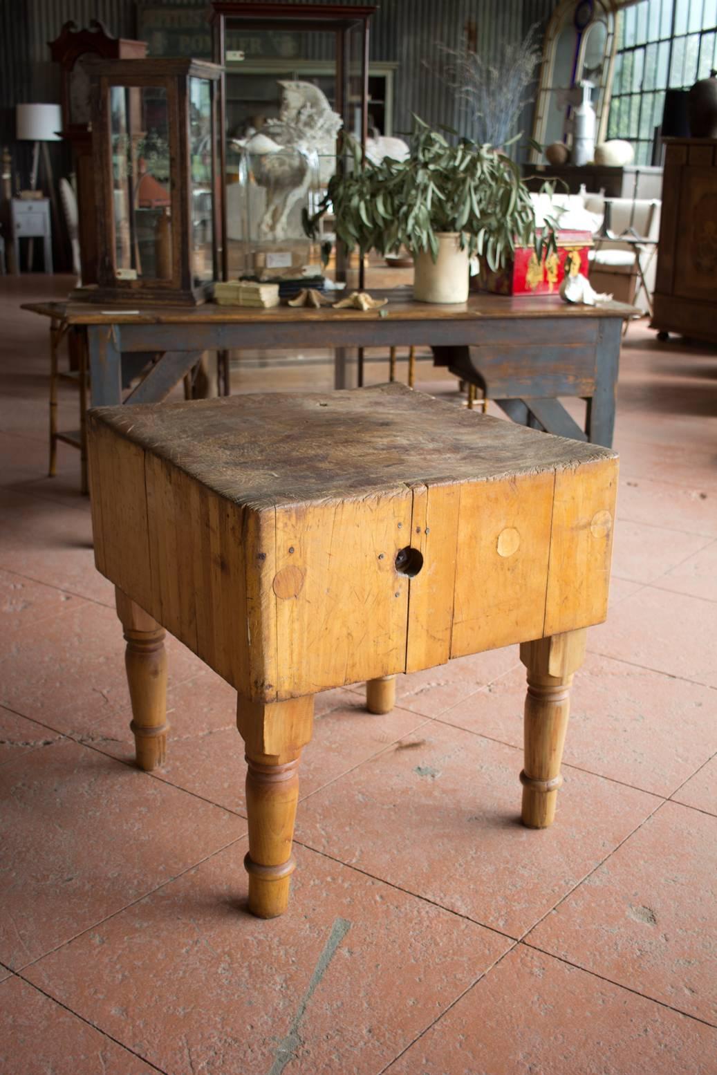 Very substantial antique French maple butcher's block.
