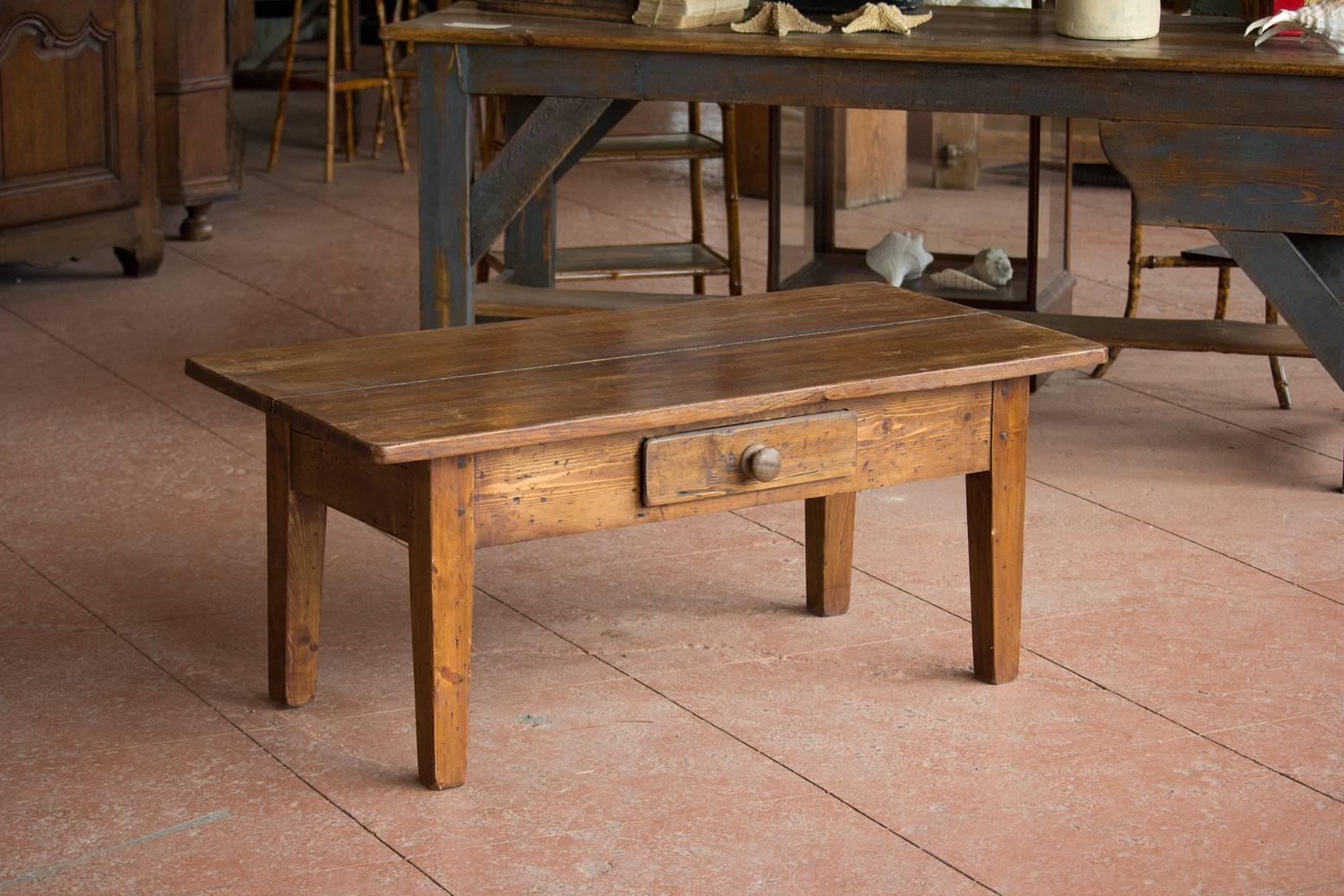 Beautiful and heavy English elm coffee table made using, circa 1830 elm boards.