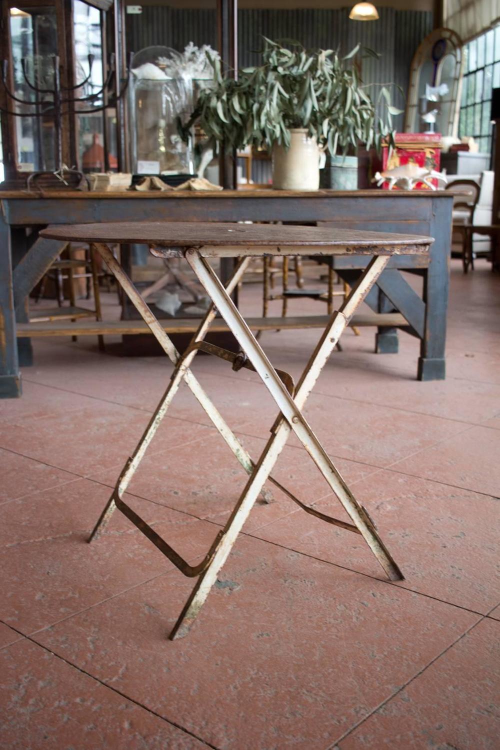 Antique French Folding Bistro or Garden Table For Sale at 