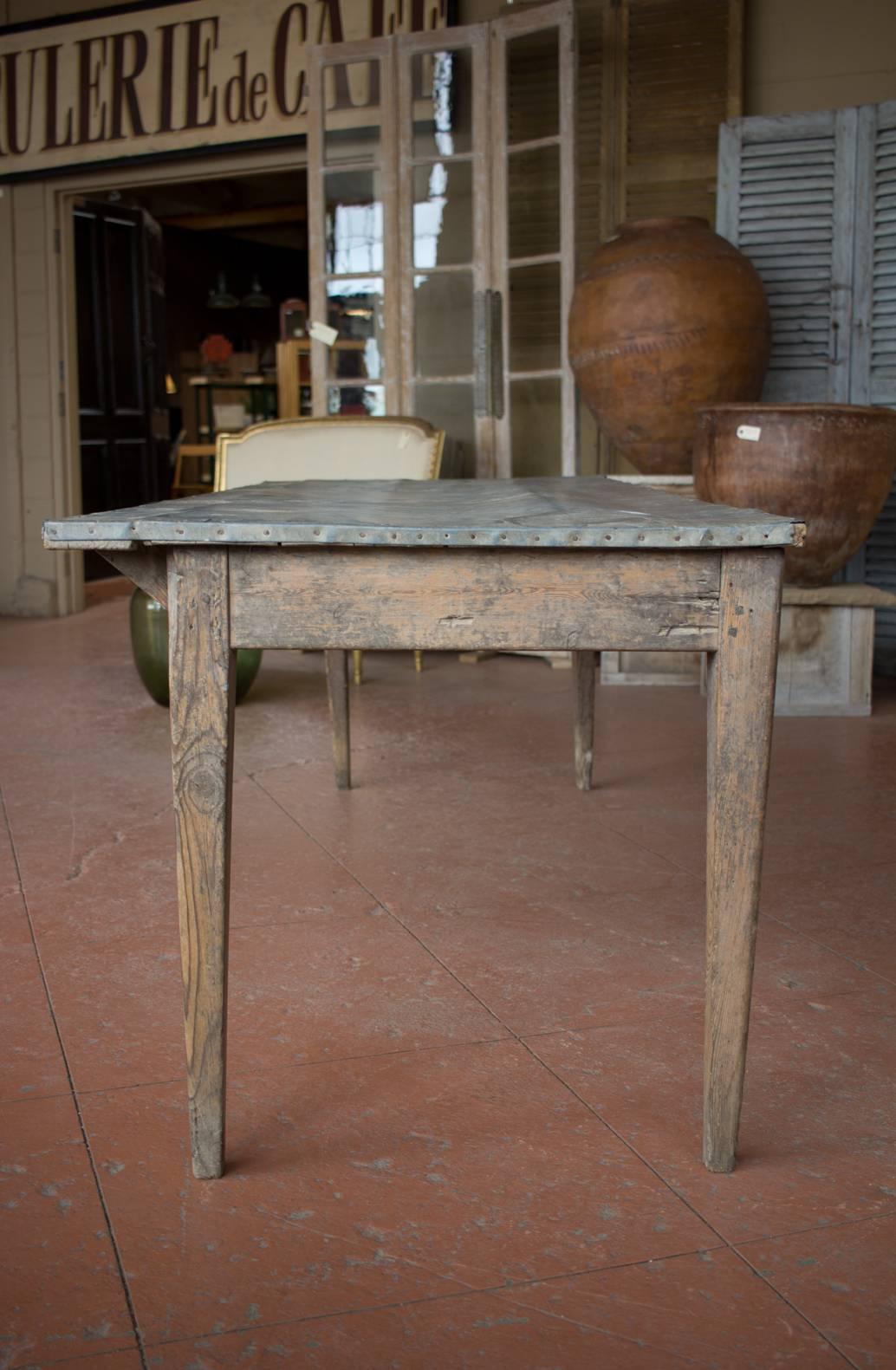 19th Century Antique French Zinc Top Potting Table