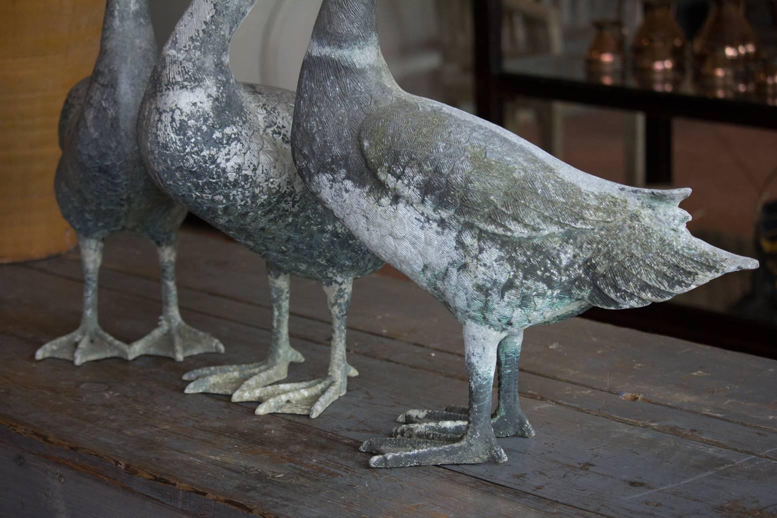 Rare Set of Three Antique Zinc Snow Geese 1