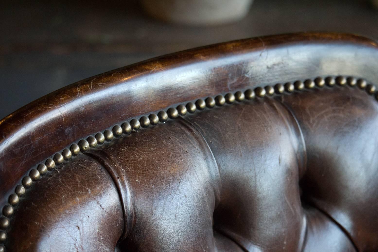 20th Century Antique Leather Gainsborough Gentleman's Library Chair