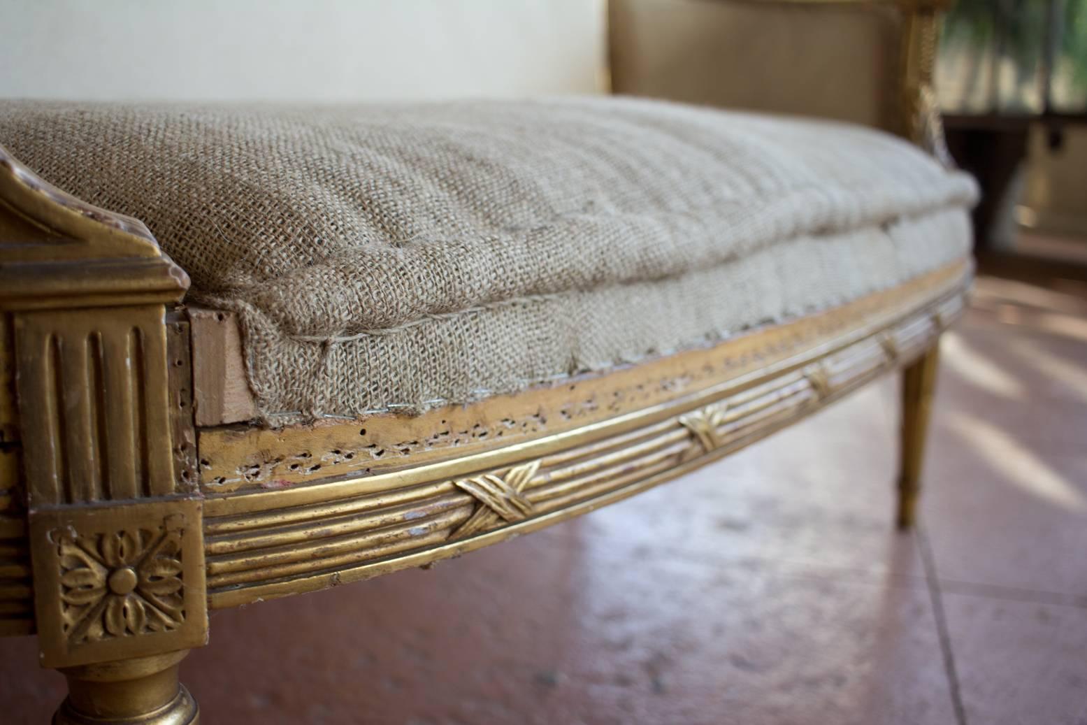 Wood Petite French Bergère Settee