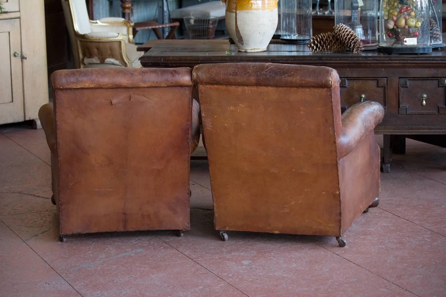 Pair of English Vintage Leather Chairs 5