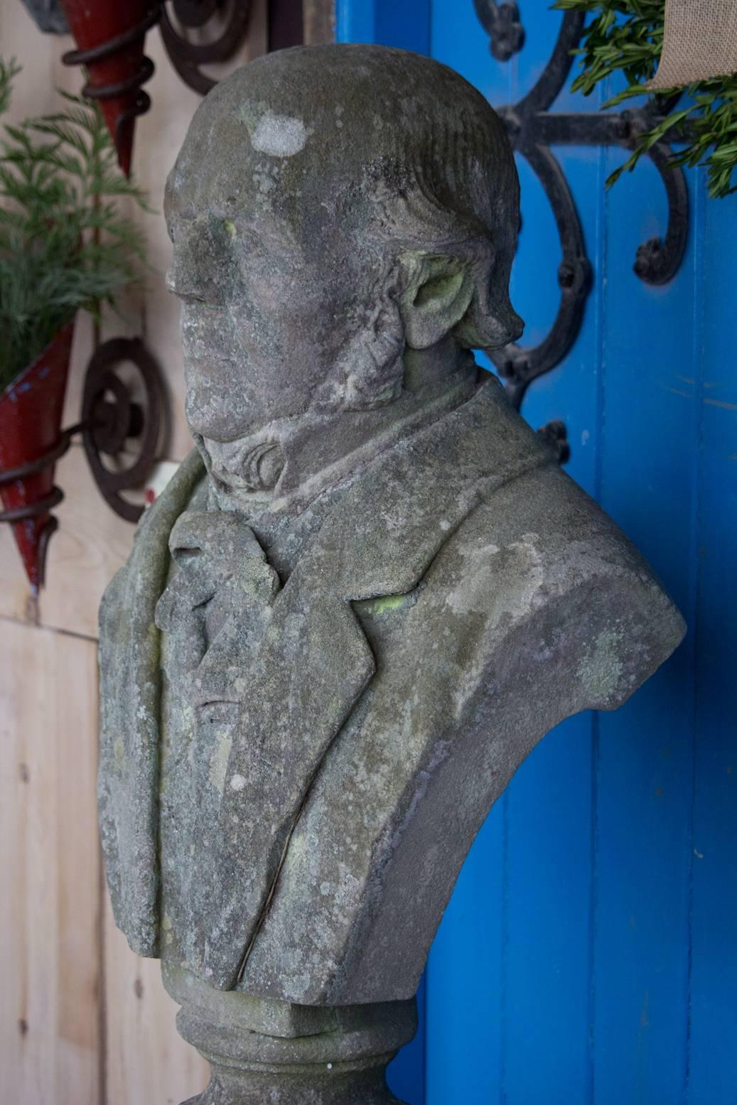 19th Century Antique British Stone Bust of William Ewart Gladstone