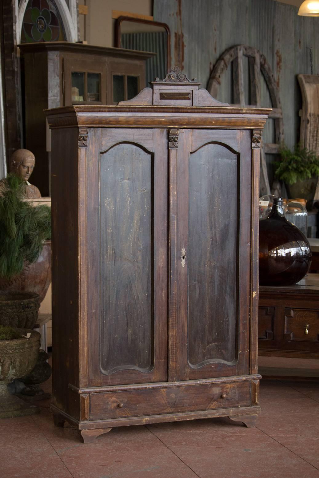 Antique petite original painted armoire with shelves. Great storage for kitchen, bathroom, etc.