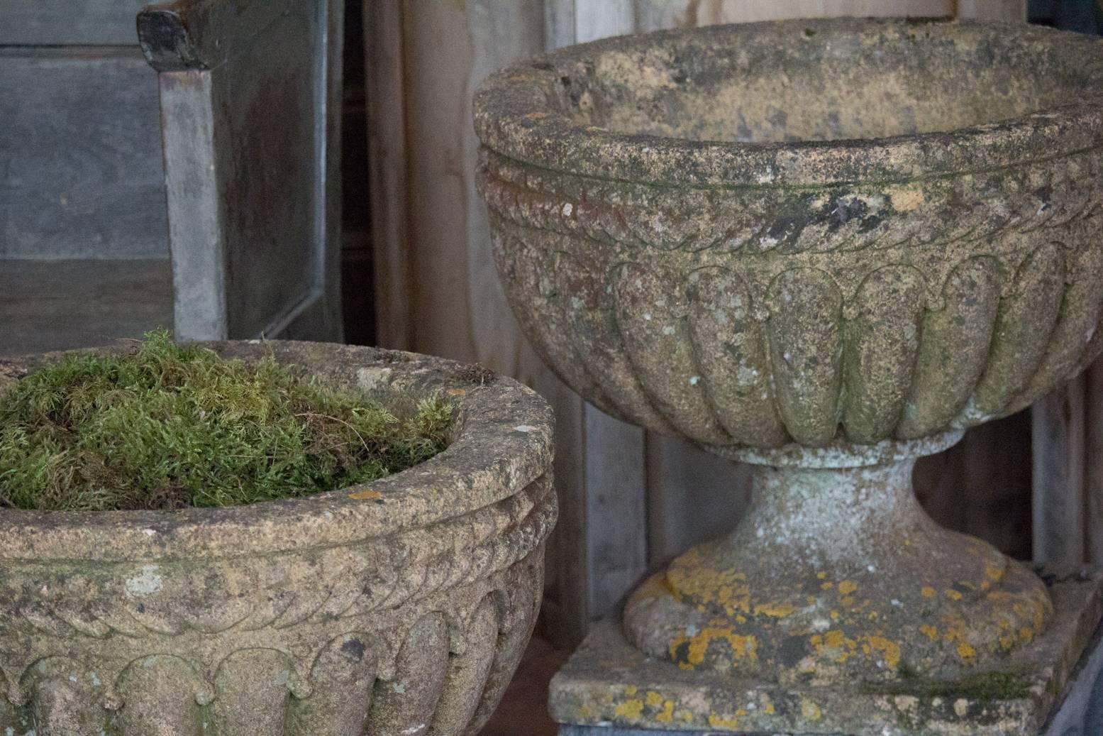 British Pair of English Antique Stone Urns