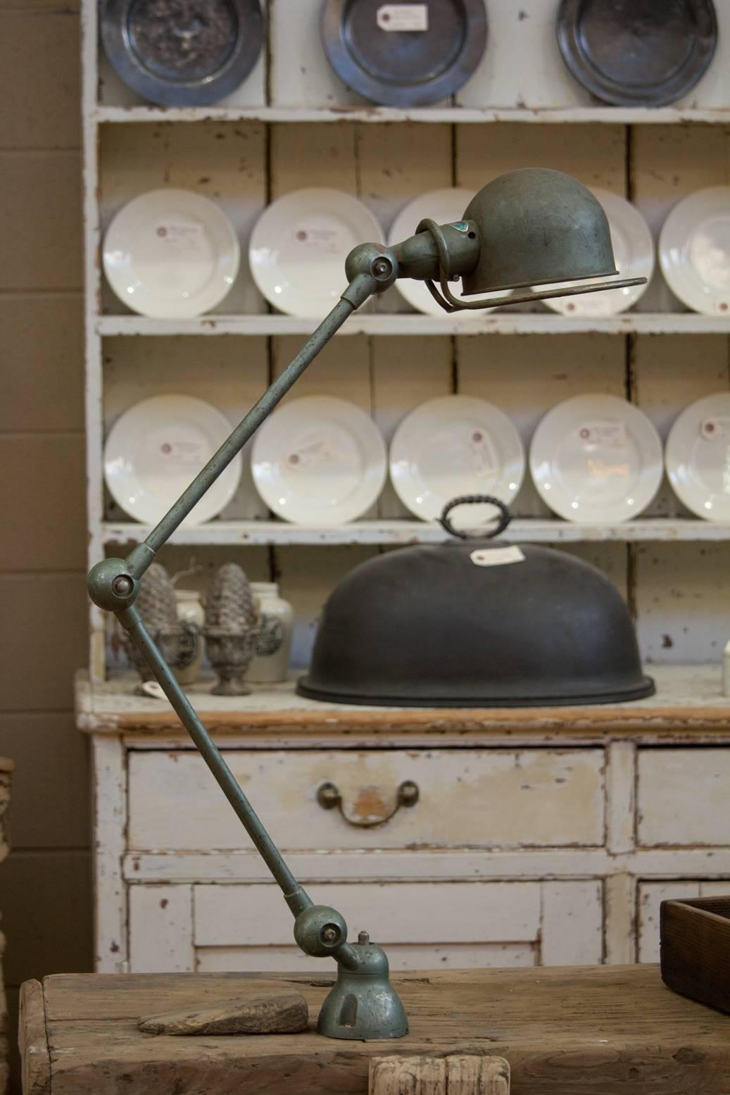 Vintage iconic French two-armed Industrial task lamp by Jean Louis Domecq for Jielde´, and manufactured in Lyon.
