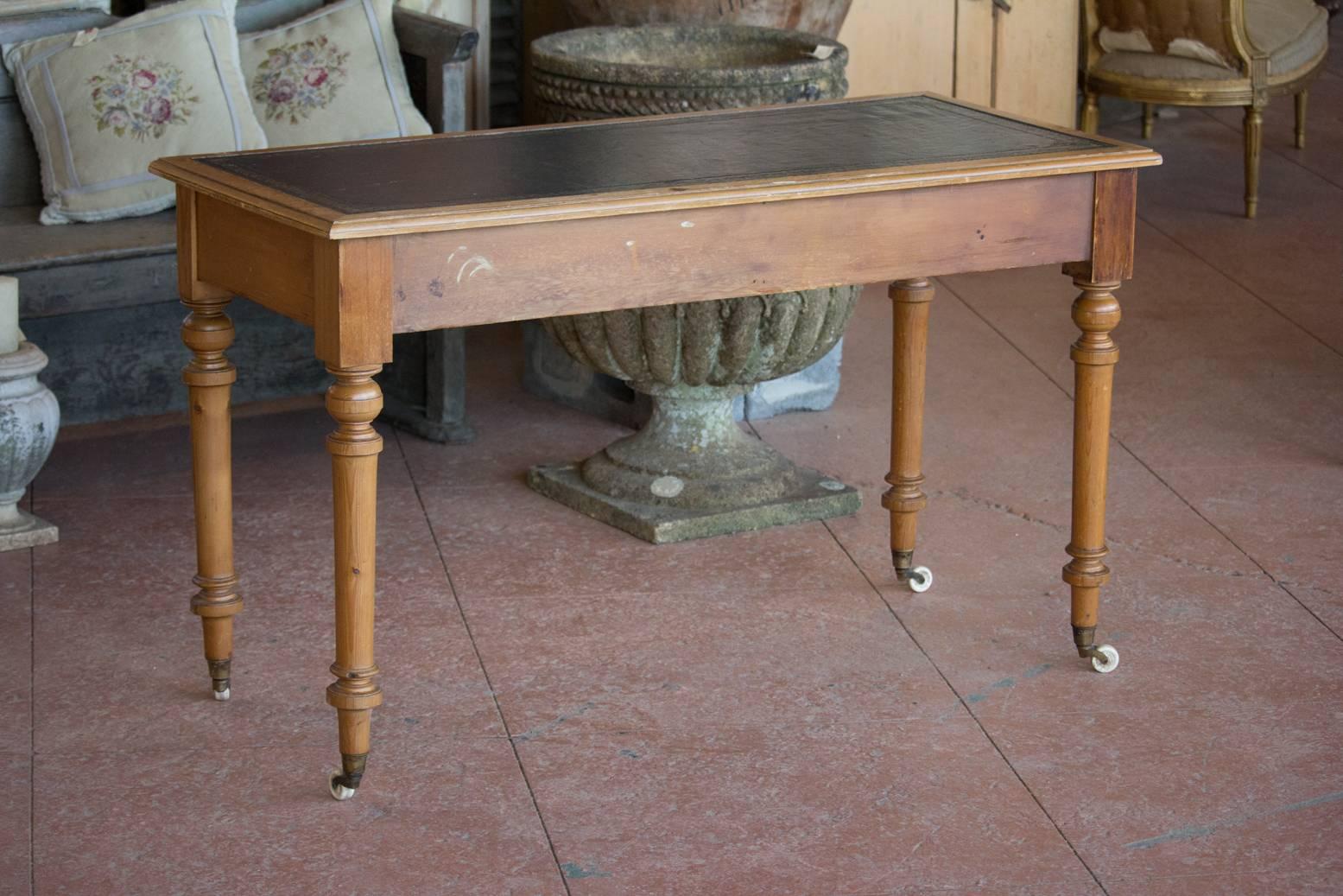 Antique English Leather Top Desk 4