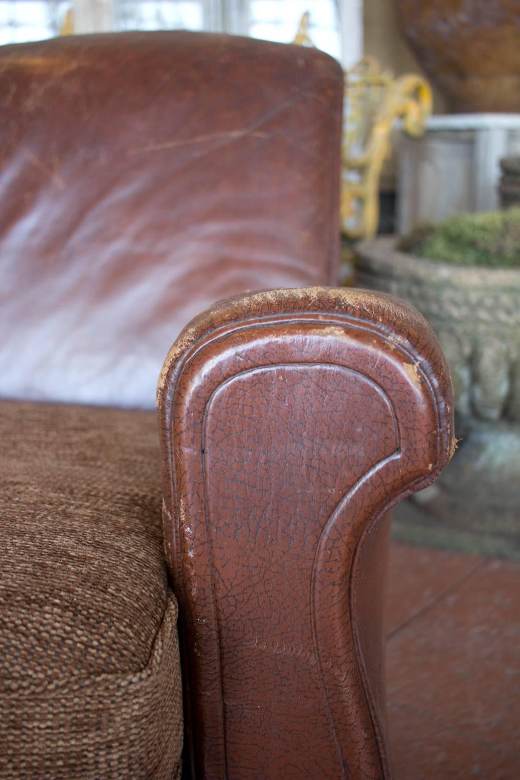 Vintage French Leather Settee 2