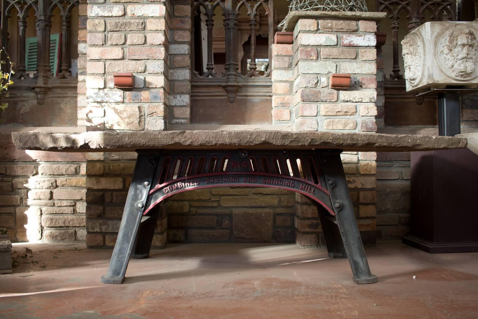 Industrial Antique English Stone and Iron Table