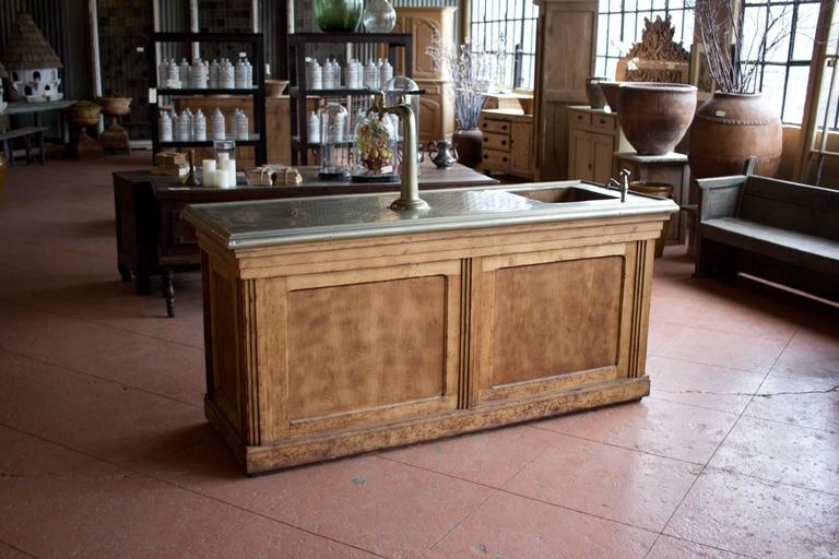 Antique French Zinc Bar For Sale at 1stDibs