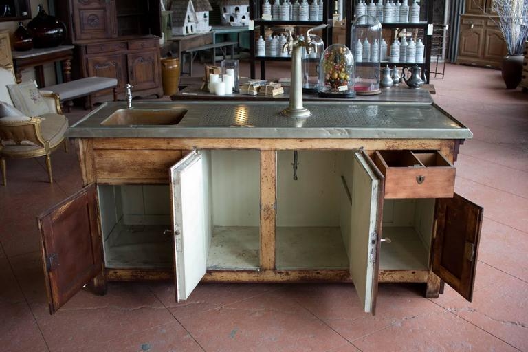 Antique French Zinc Bar For Sale at 1stDibs