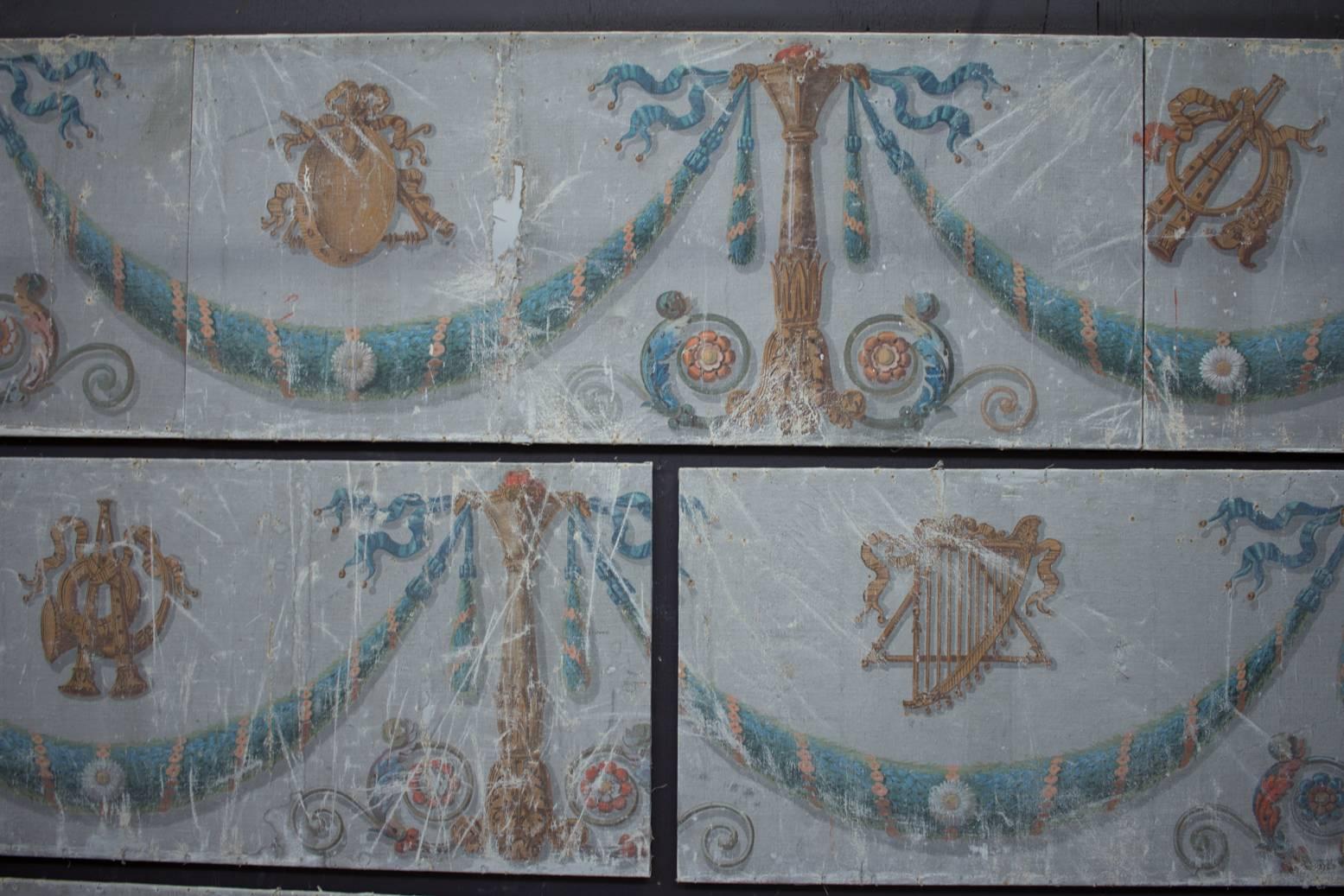 Rare Set of Seven 18th Century Rococo Painted Panels 1