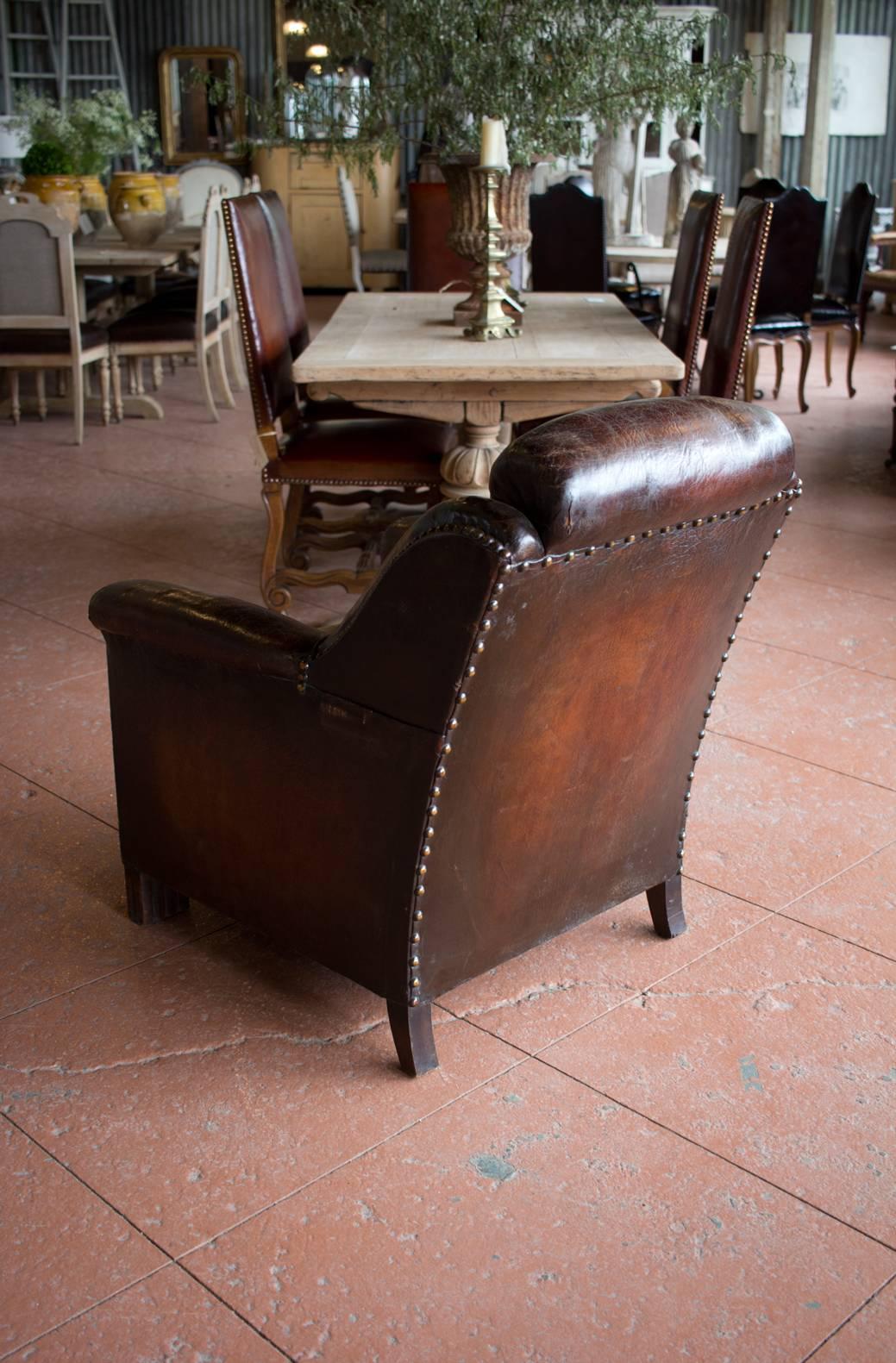 French Moderne Leather Club Chair 5