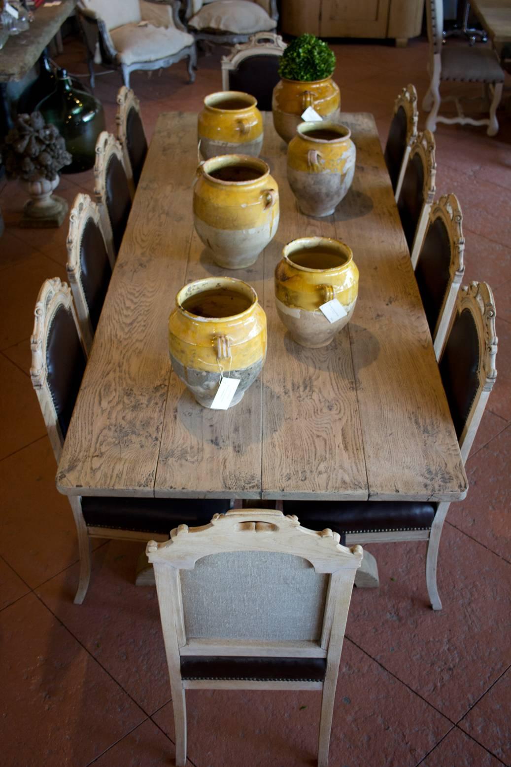 Antique French Elm Farmhouse Trestle Table 5