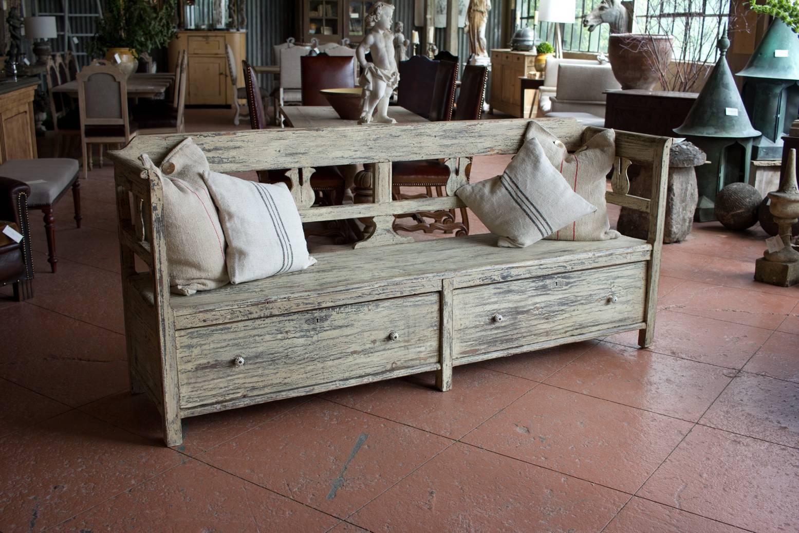 Antique Stripped Back Bench 4