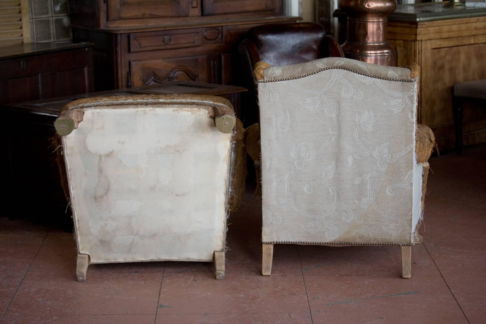 Pair of Antique Queen Anne Deconstructed Wingback Chairs 1