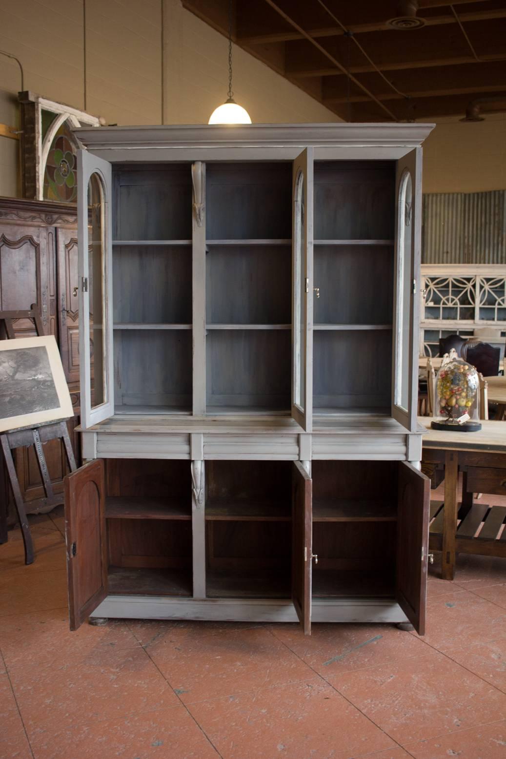 British Antique Painted and Glazed English Bookcase