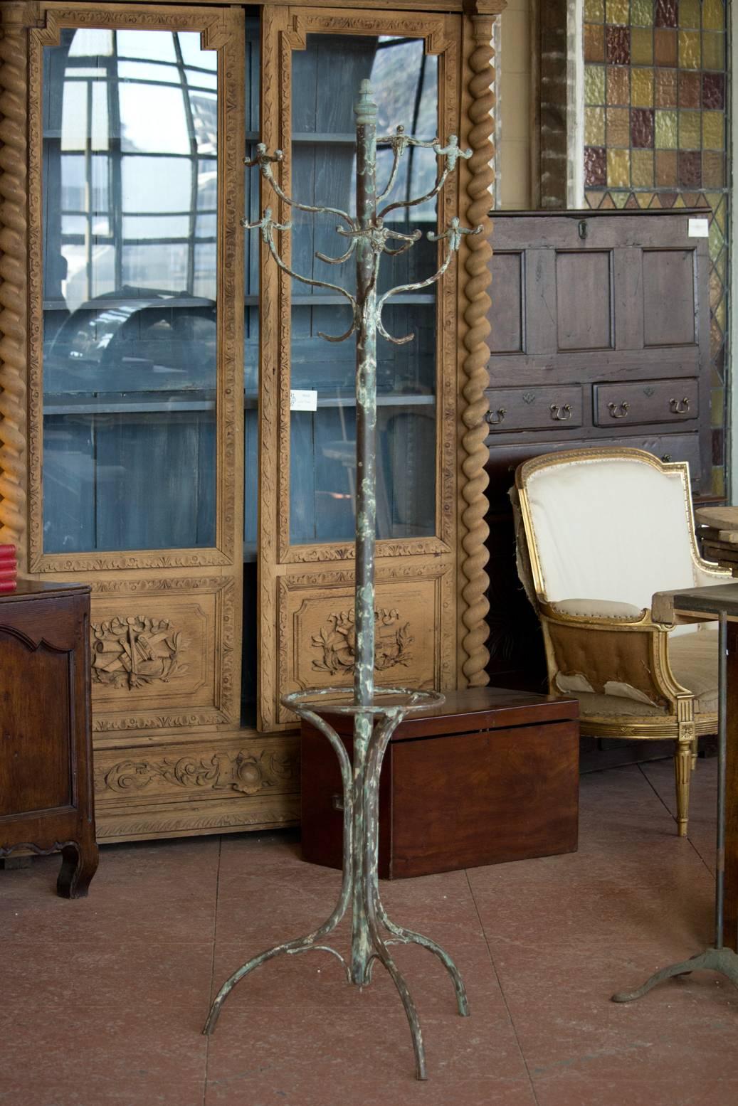 Unusual antique wrought iron European coat rack. We currently have three available - all slightly different. Please see photos.