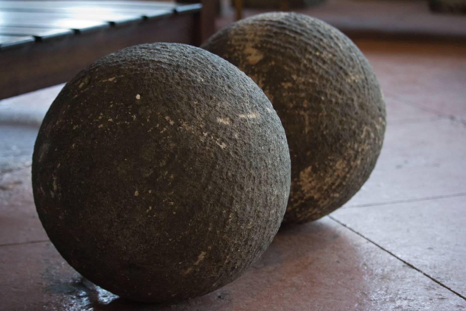 Pair of 19th Century Carved Stone English Balls 3