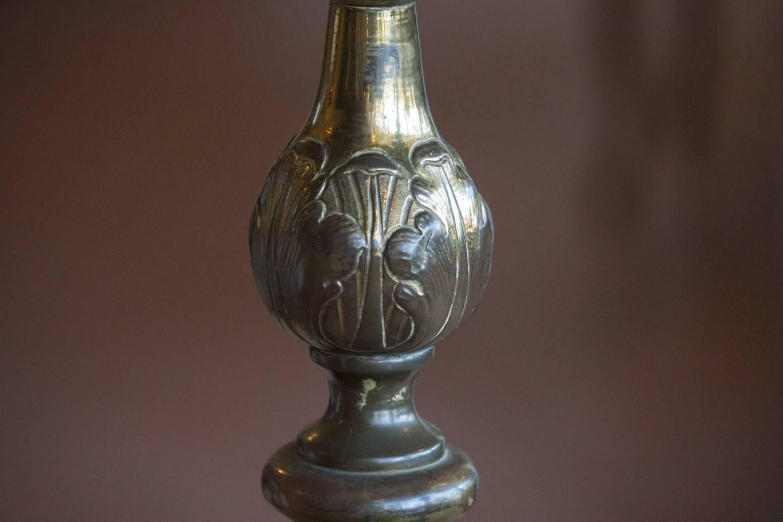Pair of 19th Century Spanish Baroque Brass Candlesticks 4
