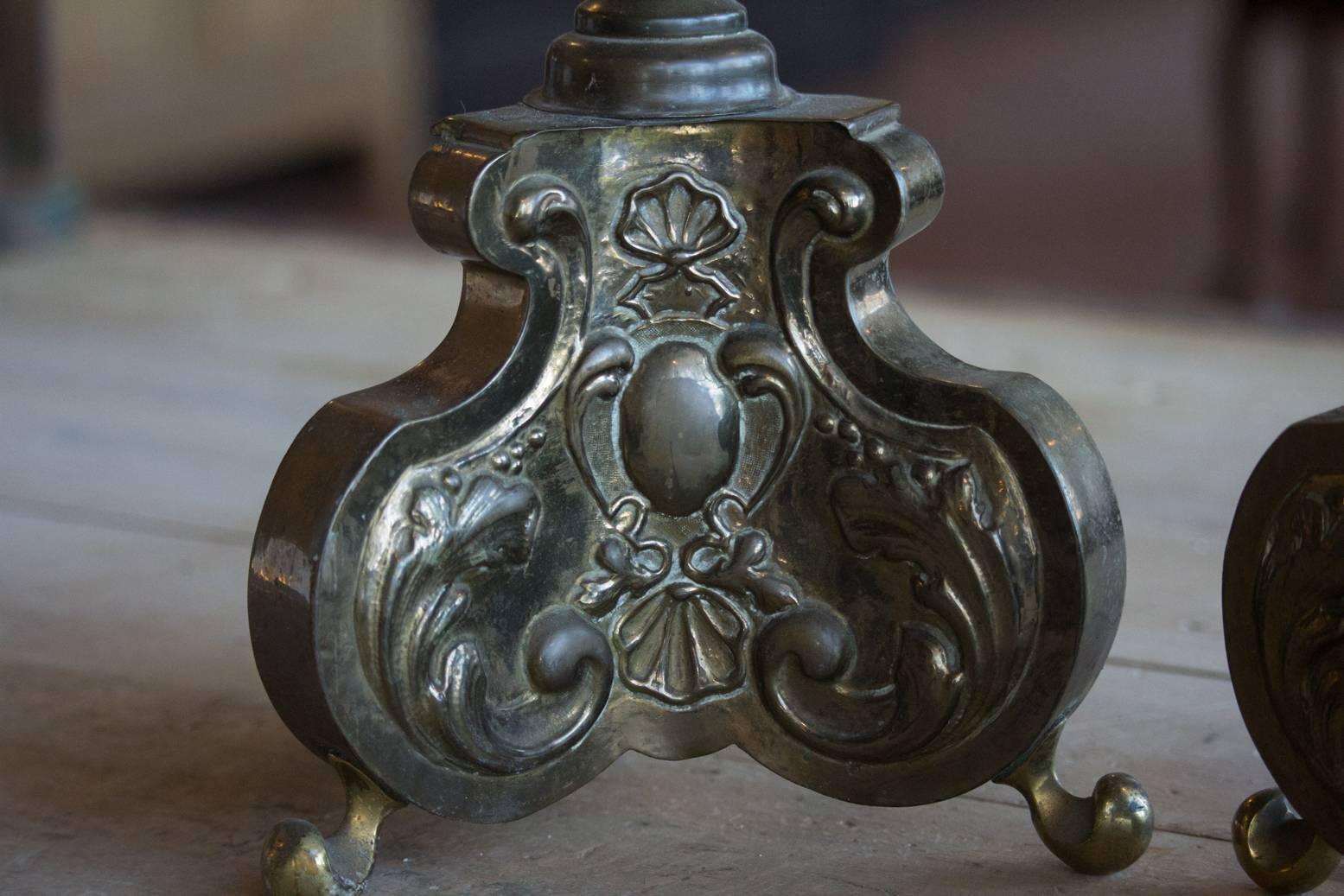Pair of 19th Century Spanish Baroque Brass Candlesticks 2