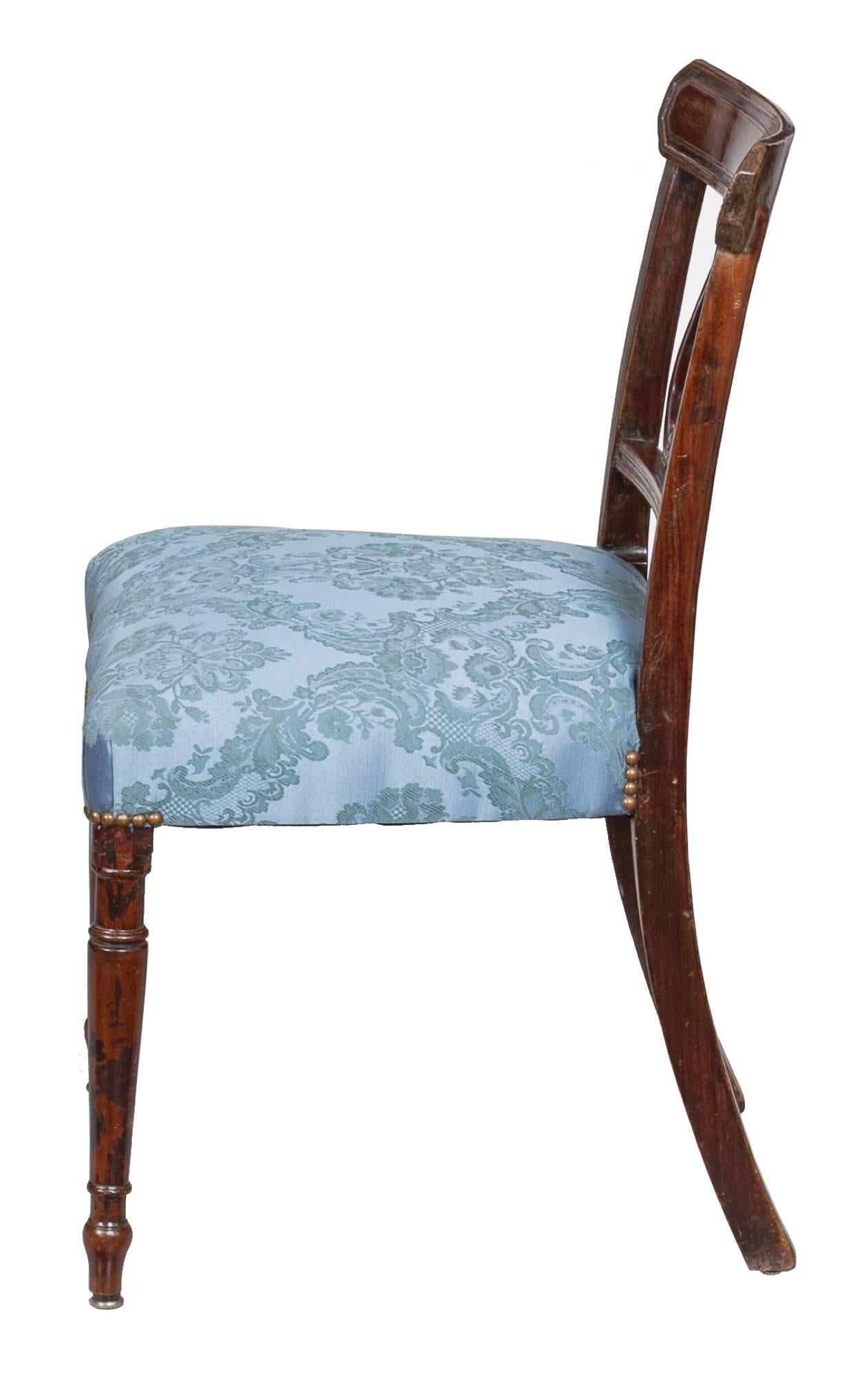 Pair of English Lyre Back Regency Side Chairs, circa 1810 at 1stDibs