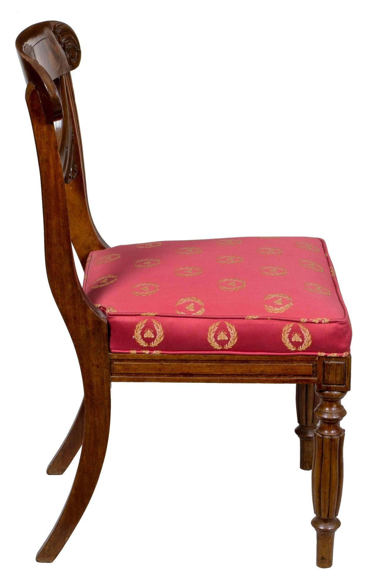 19th Century Important Rare Set of Six Neoclassical Side Chairs, Boston, circa 1815 For Sale